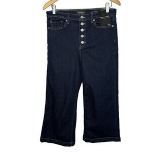 Banana Republic Women's High Rise Wide Leg Crop Button Fly Jeans Sz 30 Petite